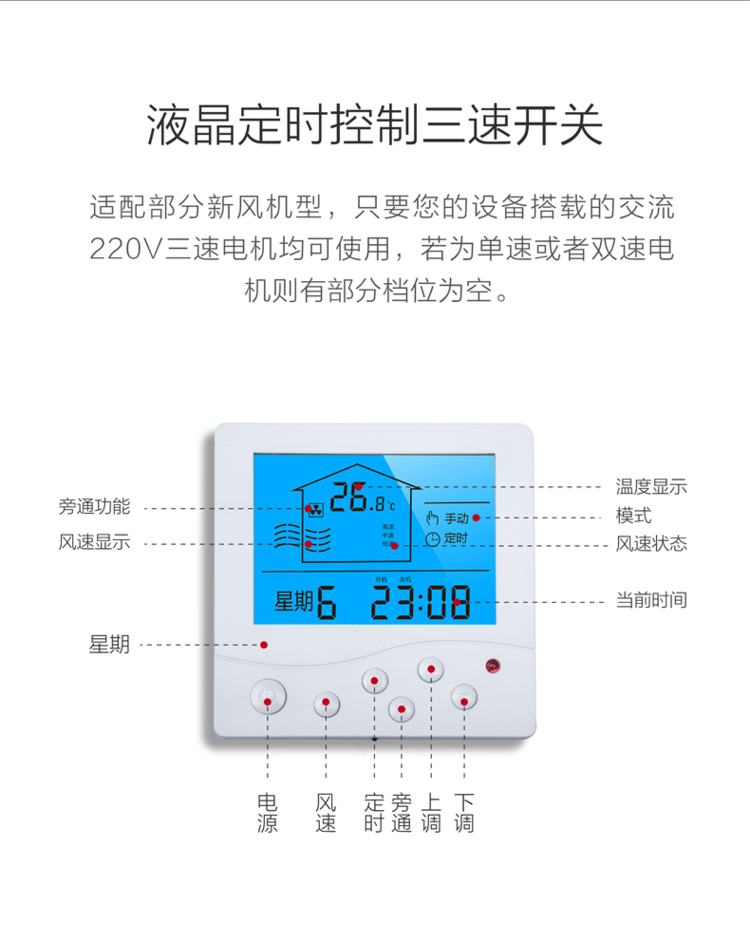 中央空调温控器 液晶控制器